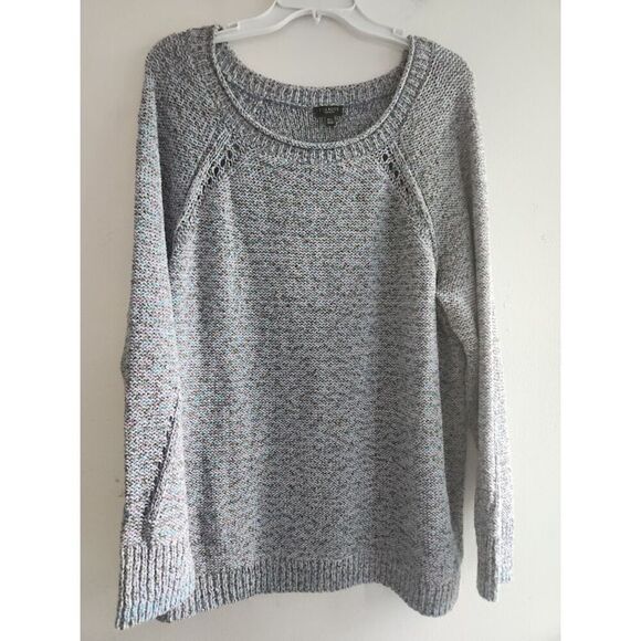 Talbots Women  Blue,Grey, Purple Open Knit/Pointelle Cotton Sweater size 2XP - Picture 6 of 9